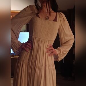 Cream Long-Sleeve Prarie Dress